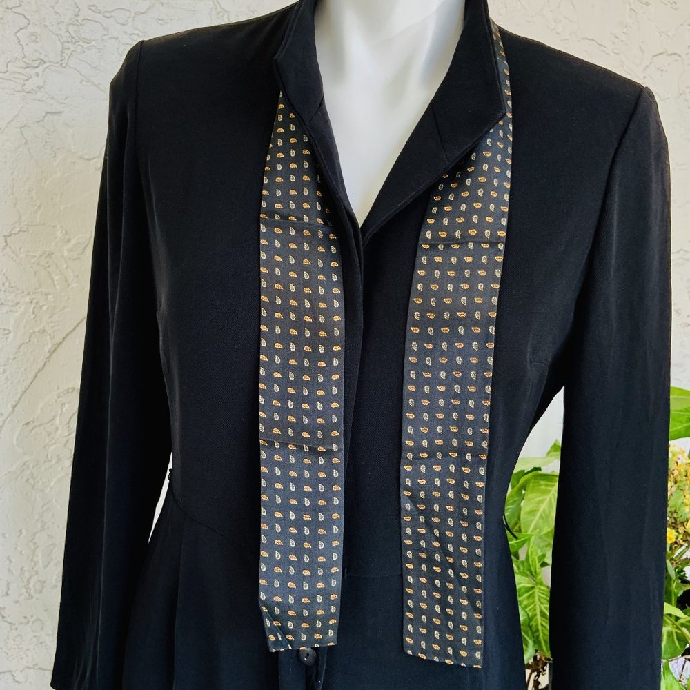 VTG  Black Silky Paisley Scarf/Gold/Red/Blue